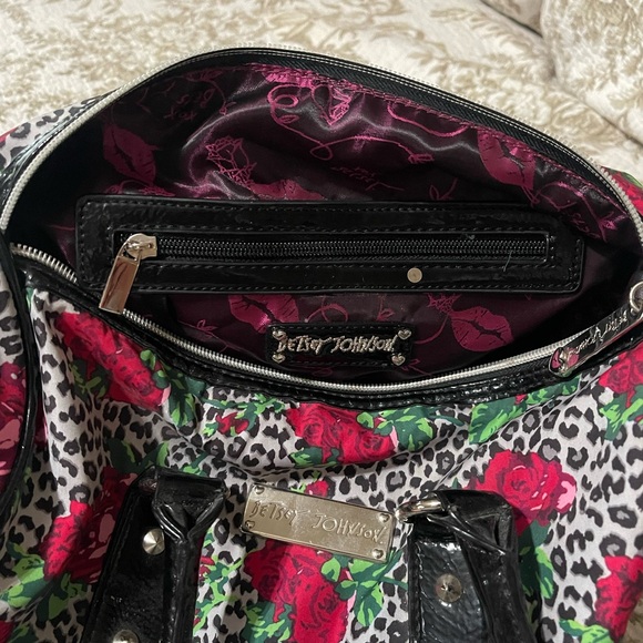 Betsey Johnson Red and Green Floral Tote - Picture 4 of 4